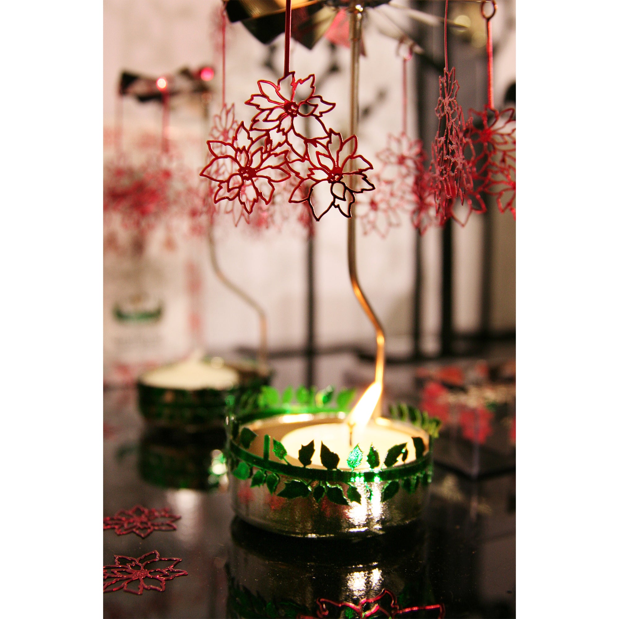 Poinsettia Christmas Star Rotary Candle Holder