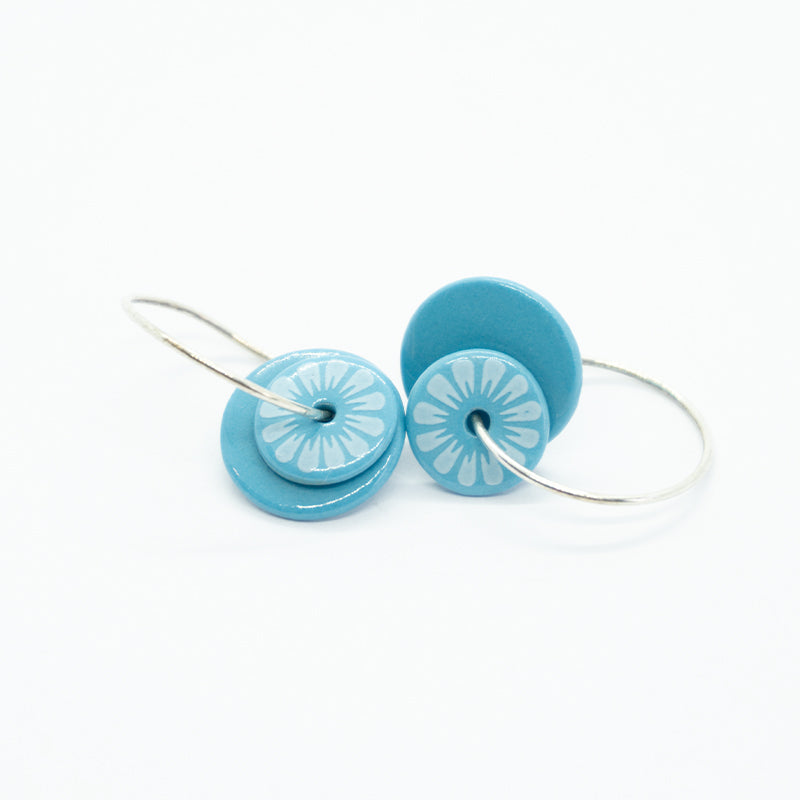 Bloom Petal Blue Porcelain Earrings