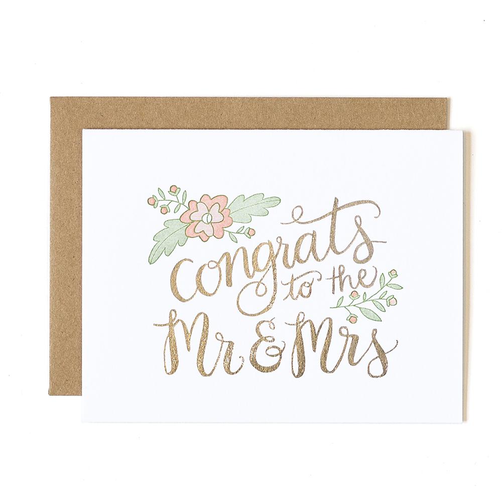 Congrats Mr & Mrs Foil Letterpress Card