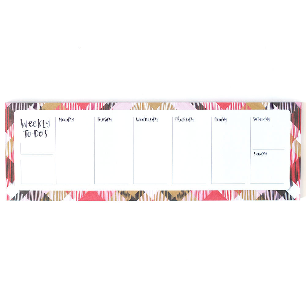 Pink Plaid Weekly Notepad - Northlight Homestore