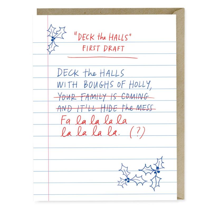 First Draft Lyrics Deck Halls Card