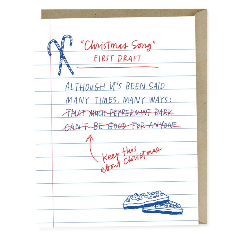 First Draft Lyrics Christmas Song Card