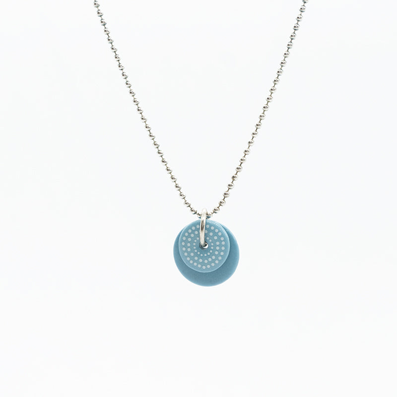 Circle Dot Blue Porcelain Necklace
