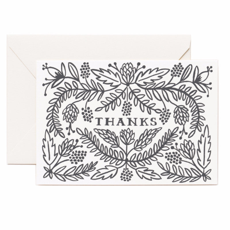 Letterpress Thanks Card - Northlight Homestore