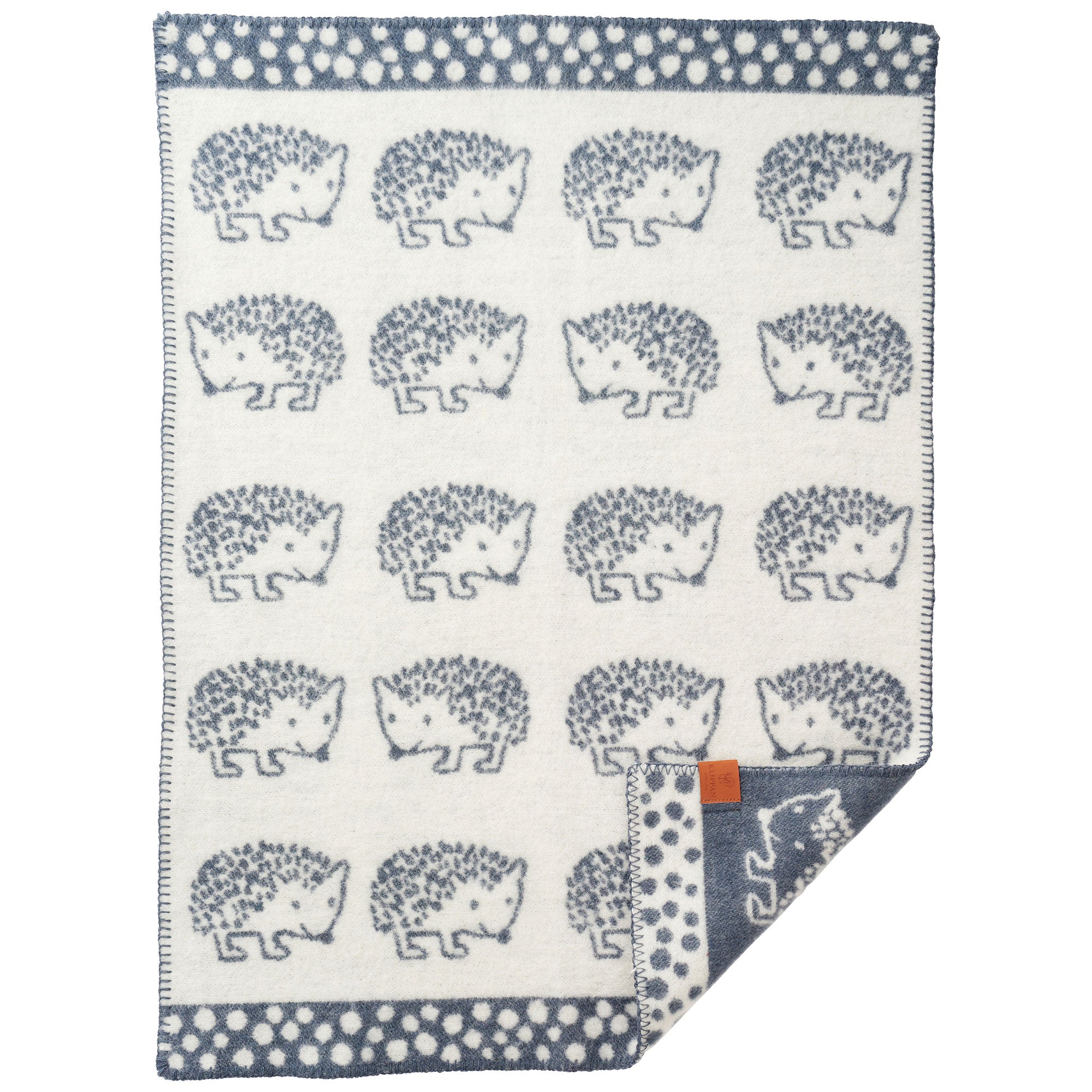 Hedgehog Blue 65x90cm Eco Lambswool Blanket