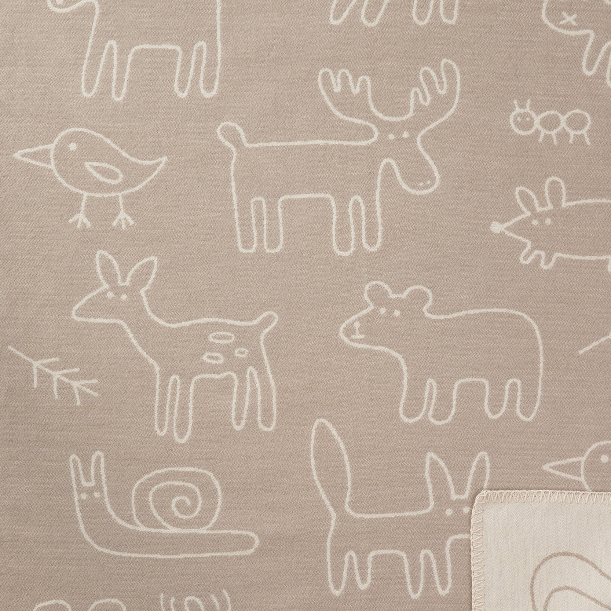 In the Woods Beige 70x90cm Organic Brushed Cotton Blanket