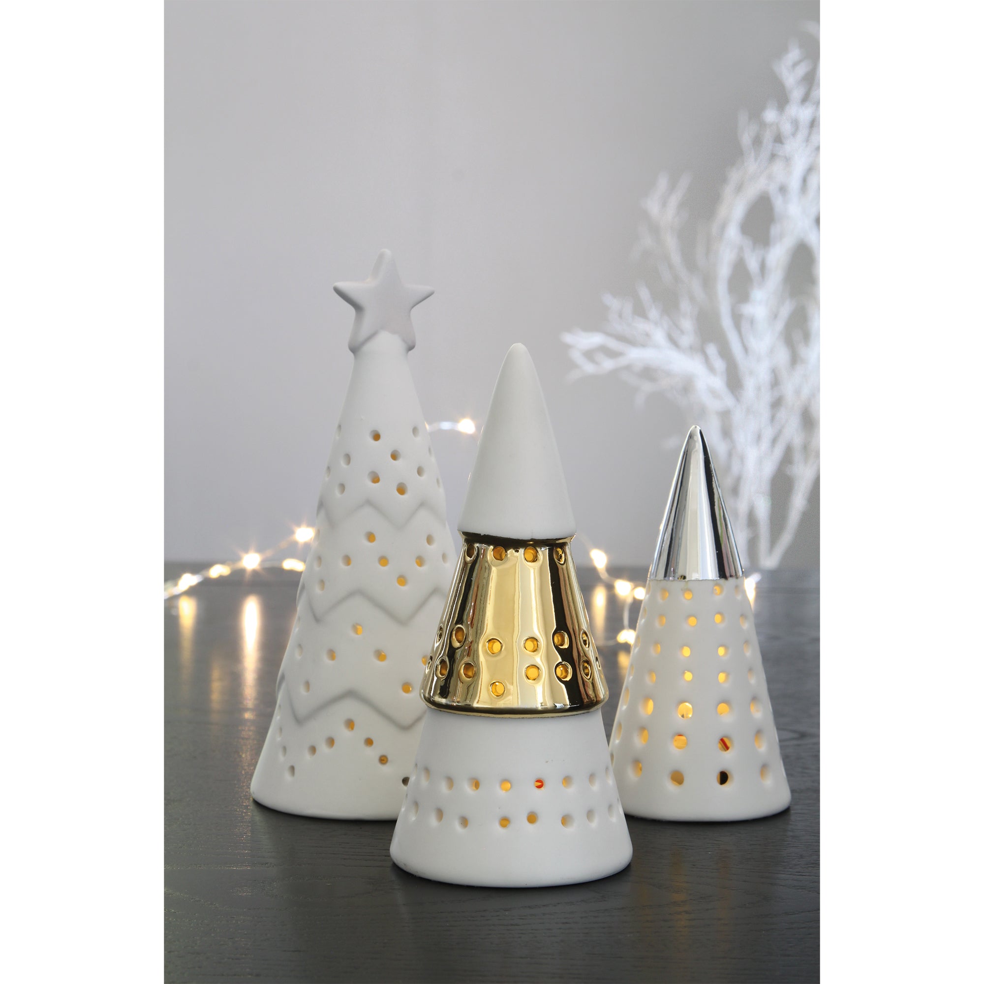 Ceramic Christmas Tree Group LED Decoration