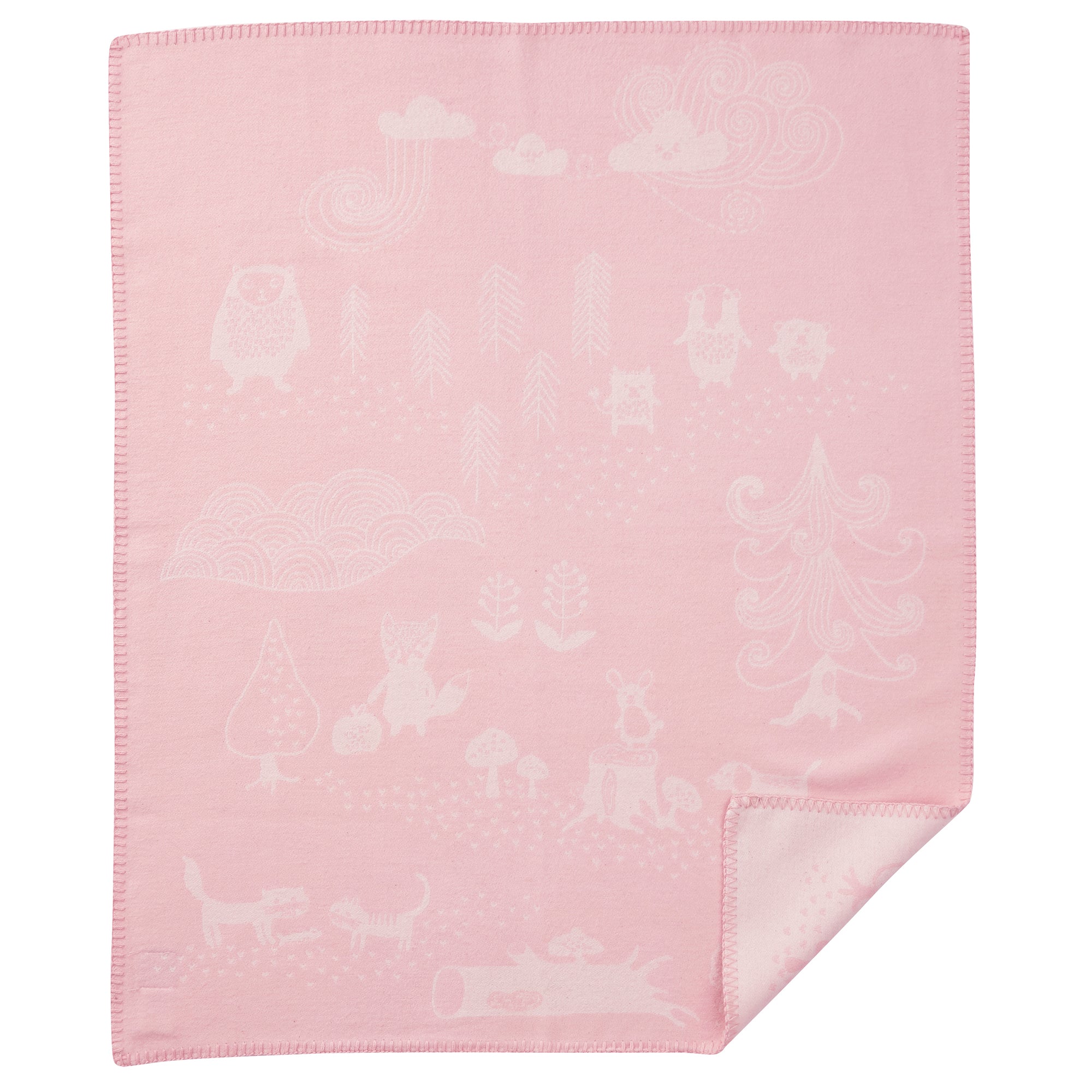 Little Bear Pink 70x90cm Brushed Organic Cotton Blanket