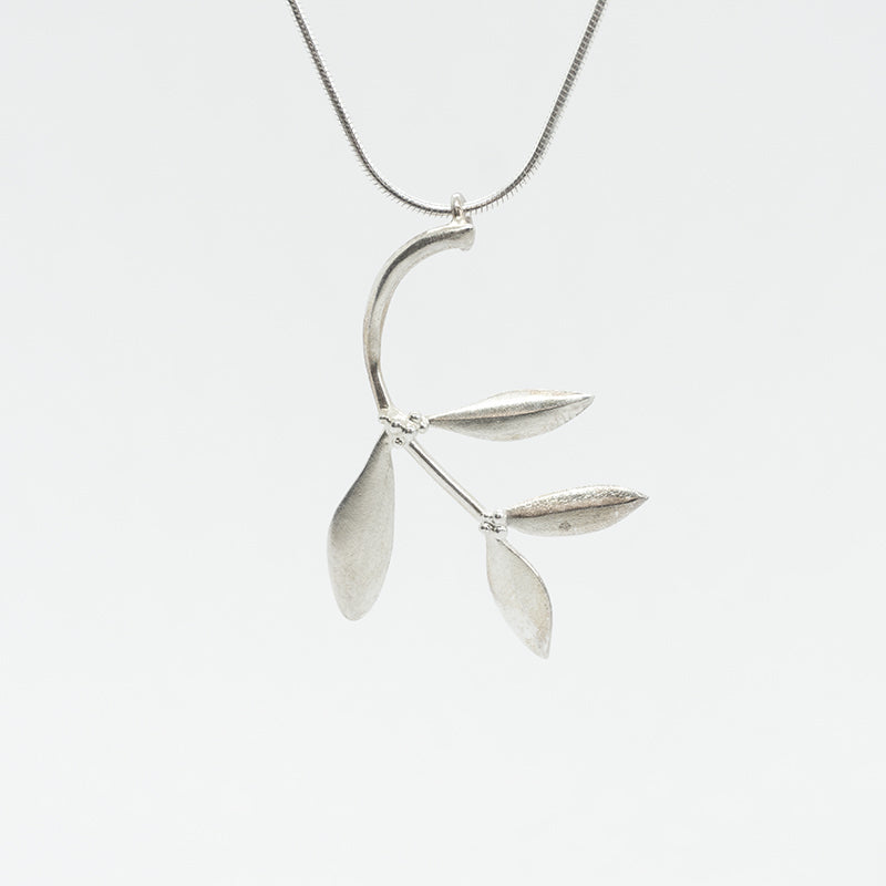 Olive Leaves Silver Necklace