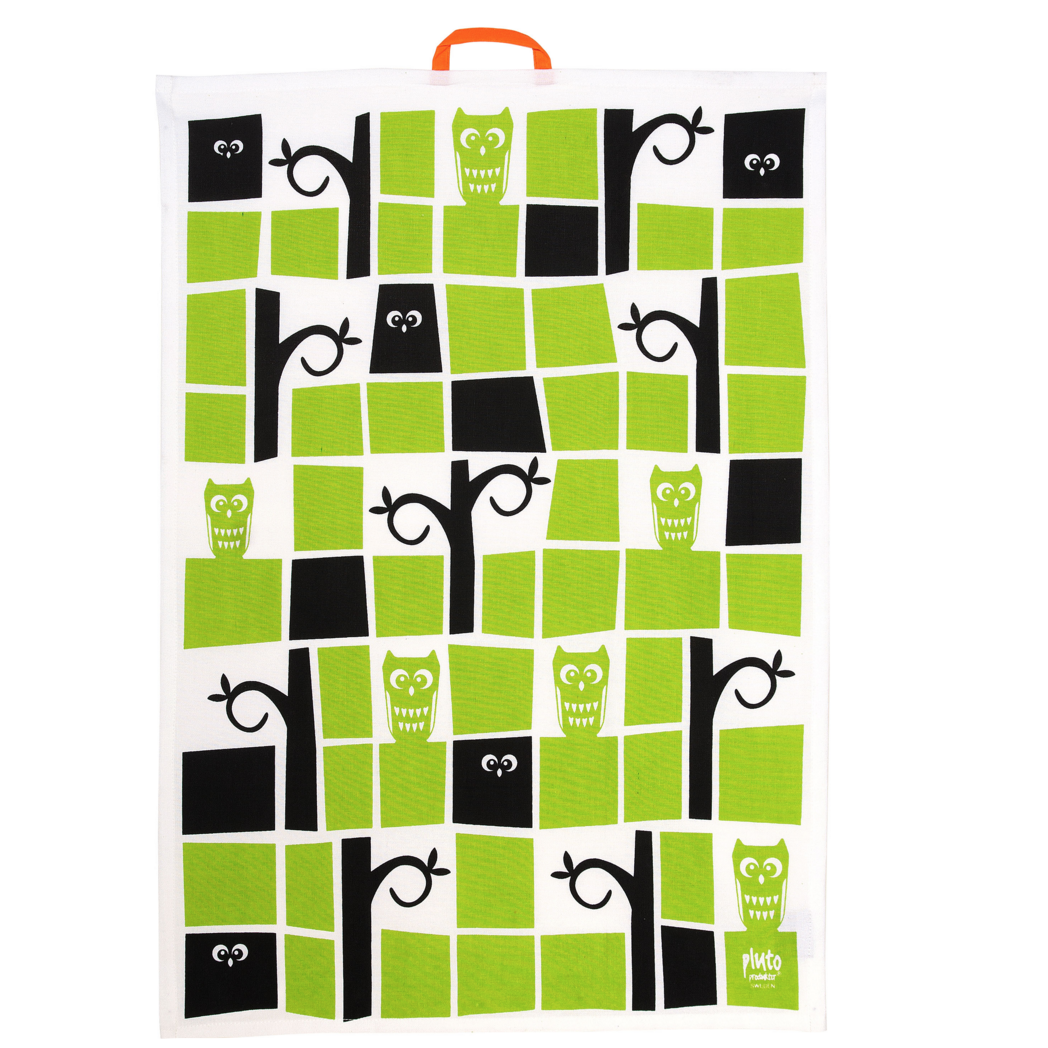 Owl & Tree Lime Tea Towel - Northlight Homestore