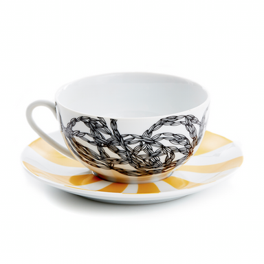 Afternoon Delight Hypnotique Wheat Tea Cup/Saucer - Northlight Homestore