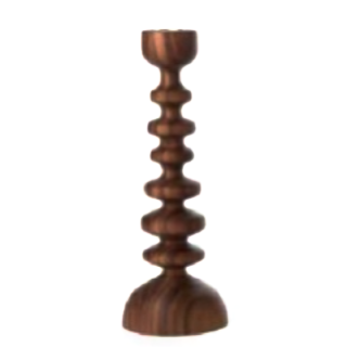 Curve Oiled Walnut Large Candlestick - Northlight Homestore