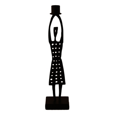 Woman Black Medium Candle Holder - Northlight Homestore