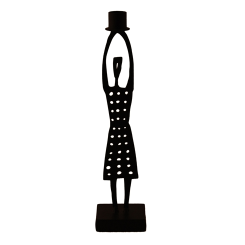 Woman Black Medium Candle Holder - Northlight Homestore
