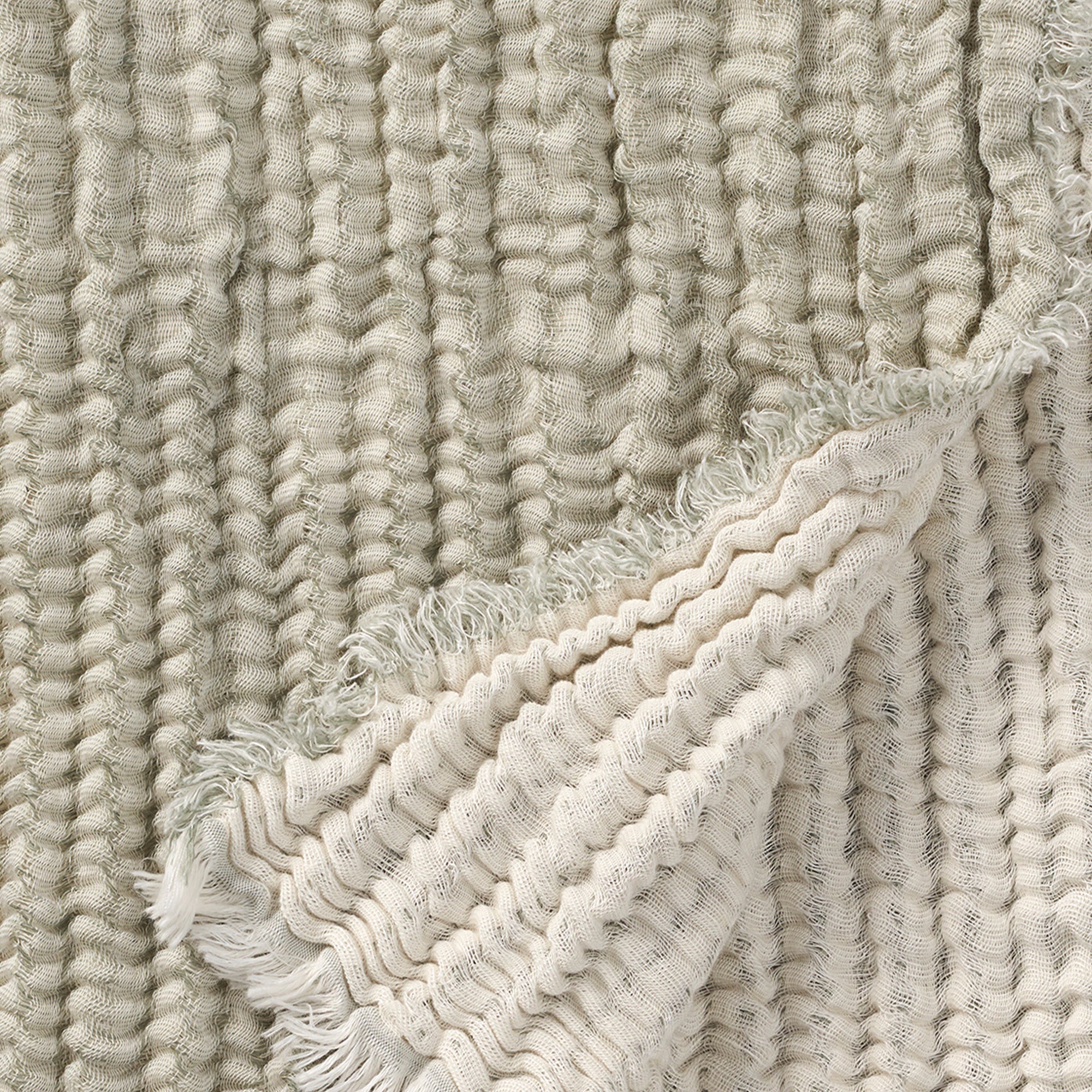Duo Green 130x170cm Organic Cotton/Linen Blanket