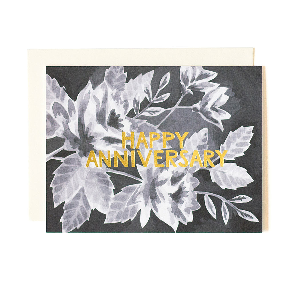 Anniversary Black Floral Card