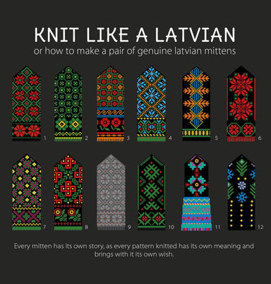 Green Flowers Pattern DIY Latvian Mitten - Northlight Homestore