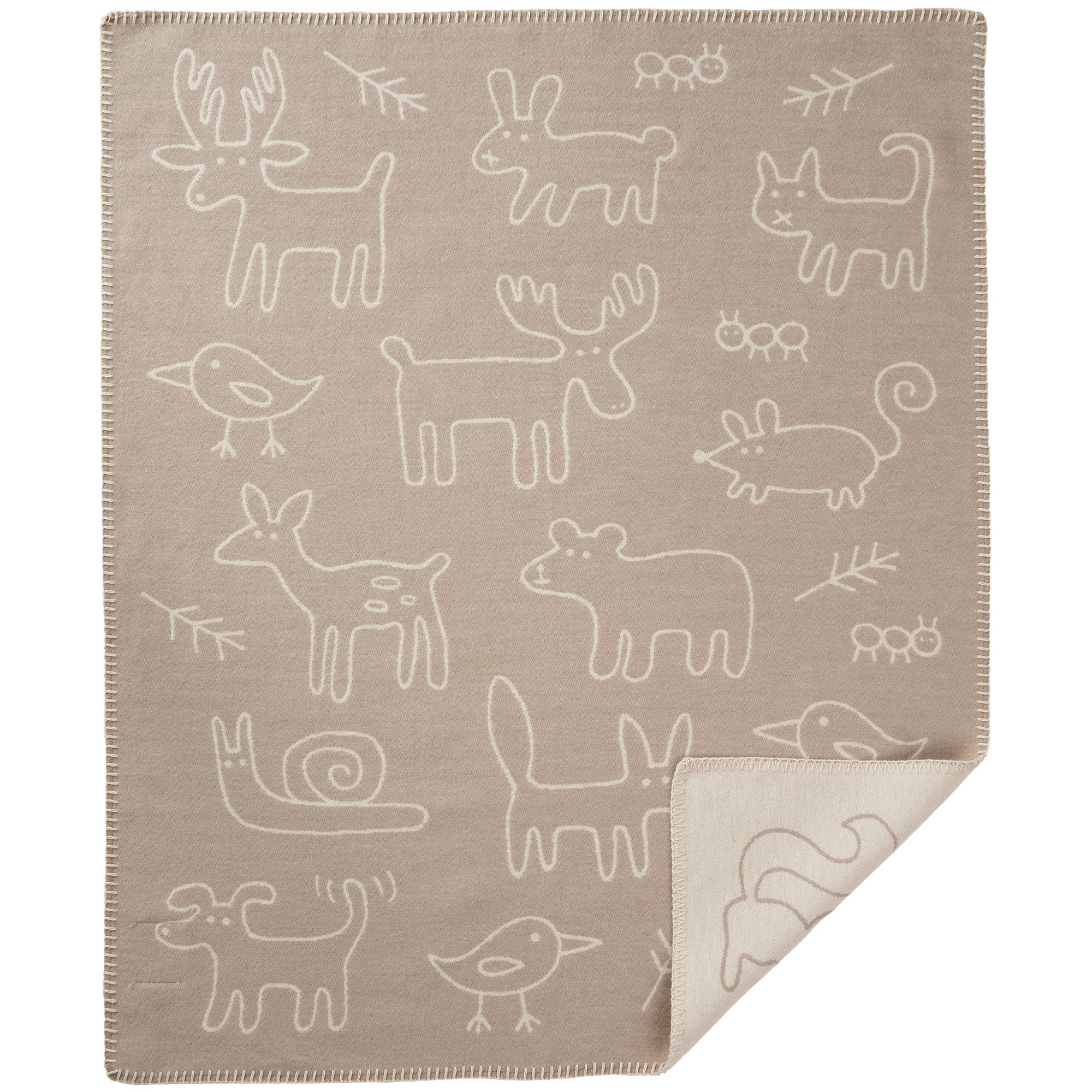 In the Woods Beige 70x90cm Organic Brushed Cotton Blanket