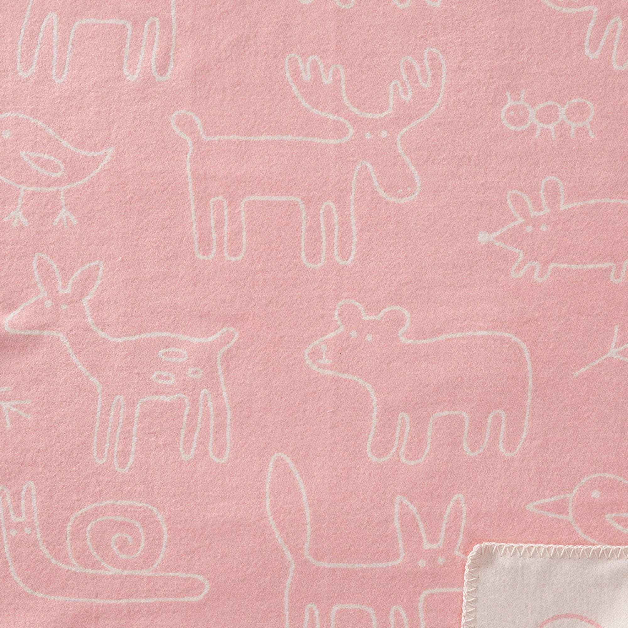 In the Woods Pink 70x90cm Organic Brushed Cotton Blanket