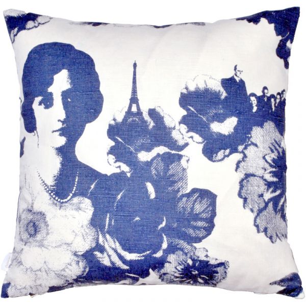 Mademoiselle Blue 48x48cm Linen & Cotton Cushion Cover