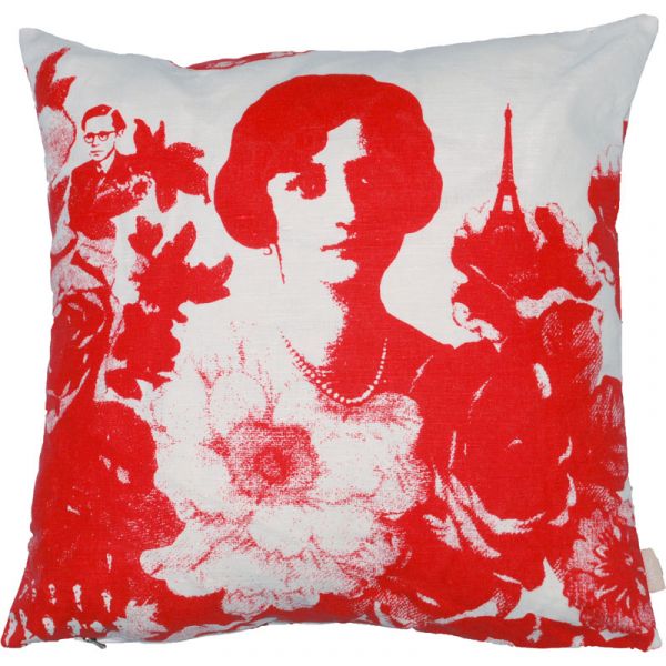 Mademoiselle Red 48x48cm Linen & Cotton Cushion Cover