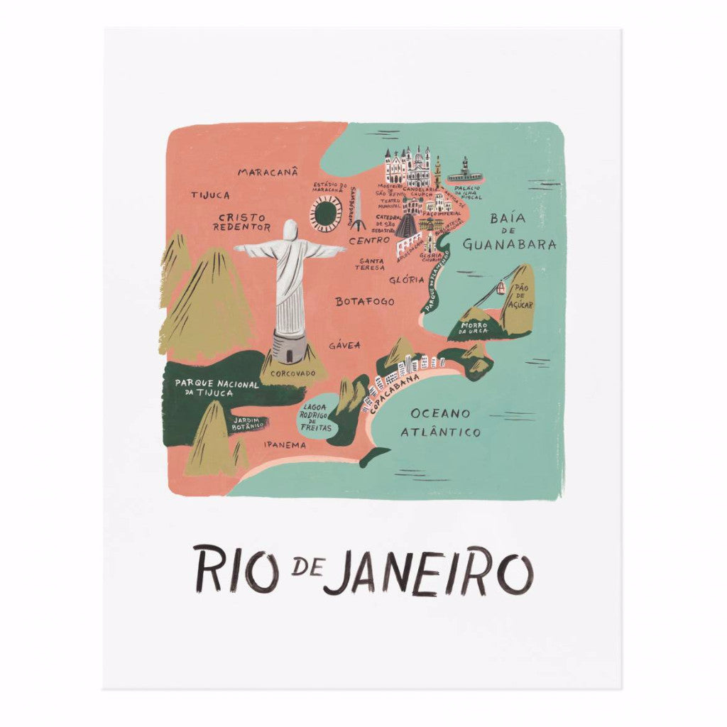 Rio de Janeiro Map 18x24 Art Print - Northlight Homestore