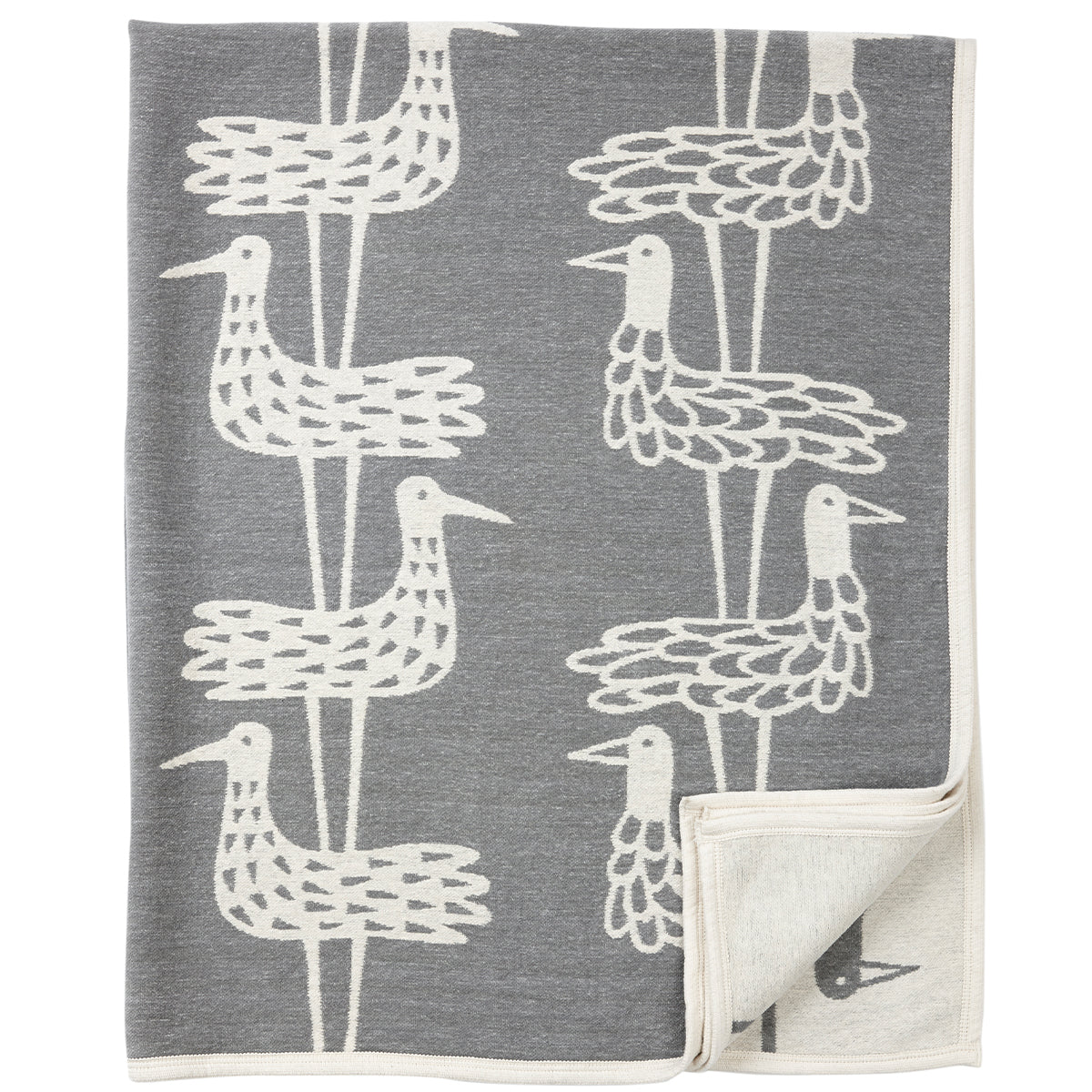 Shorebird Grey 140x180cm Cotton Chenille Blanket