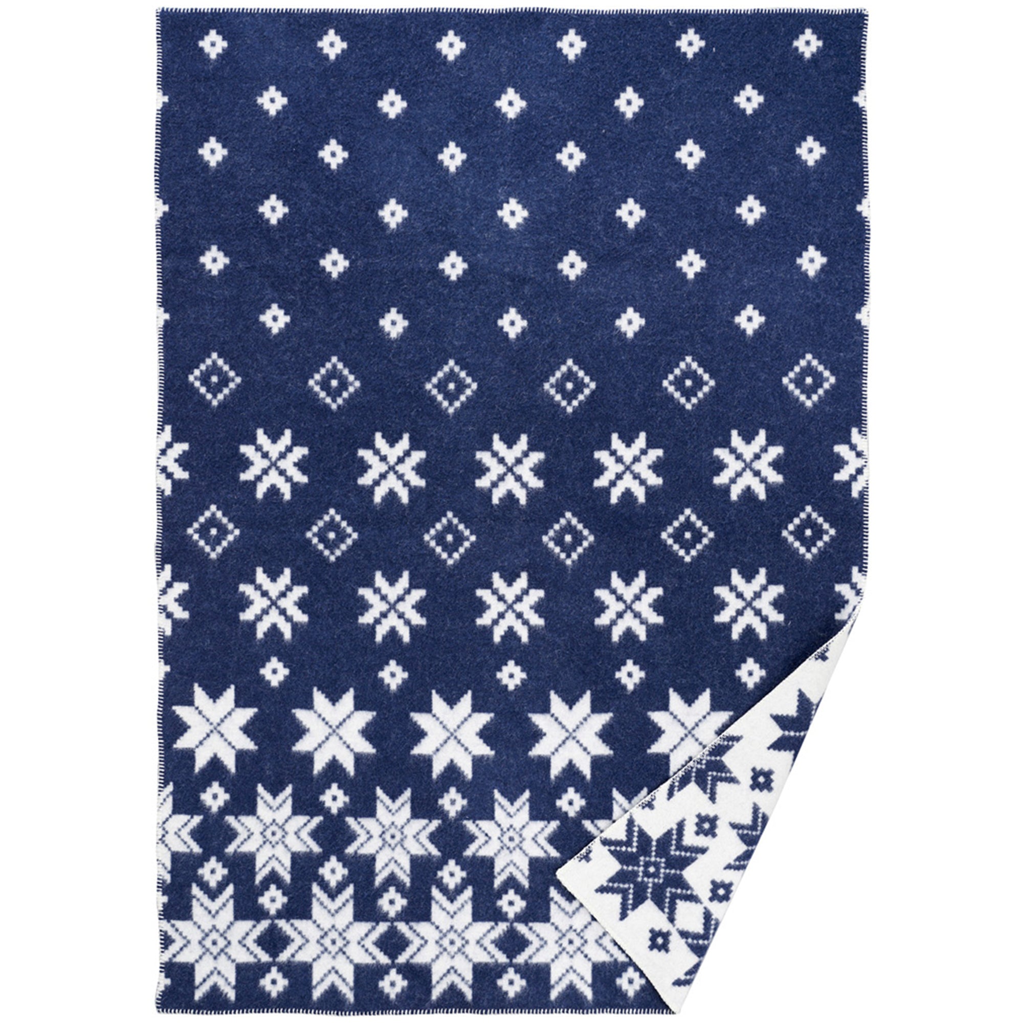 Snowfall Blue 130x180cm Woven Lambswool Blanket