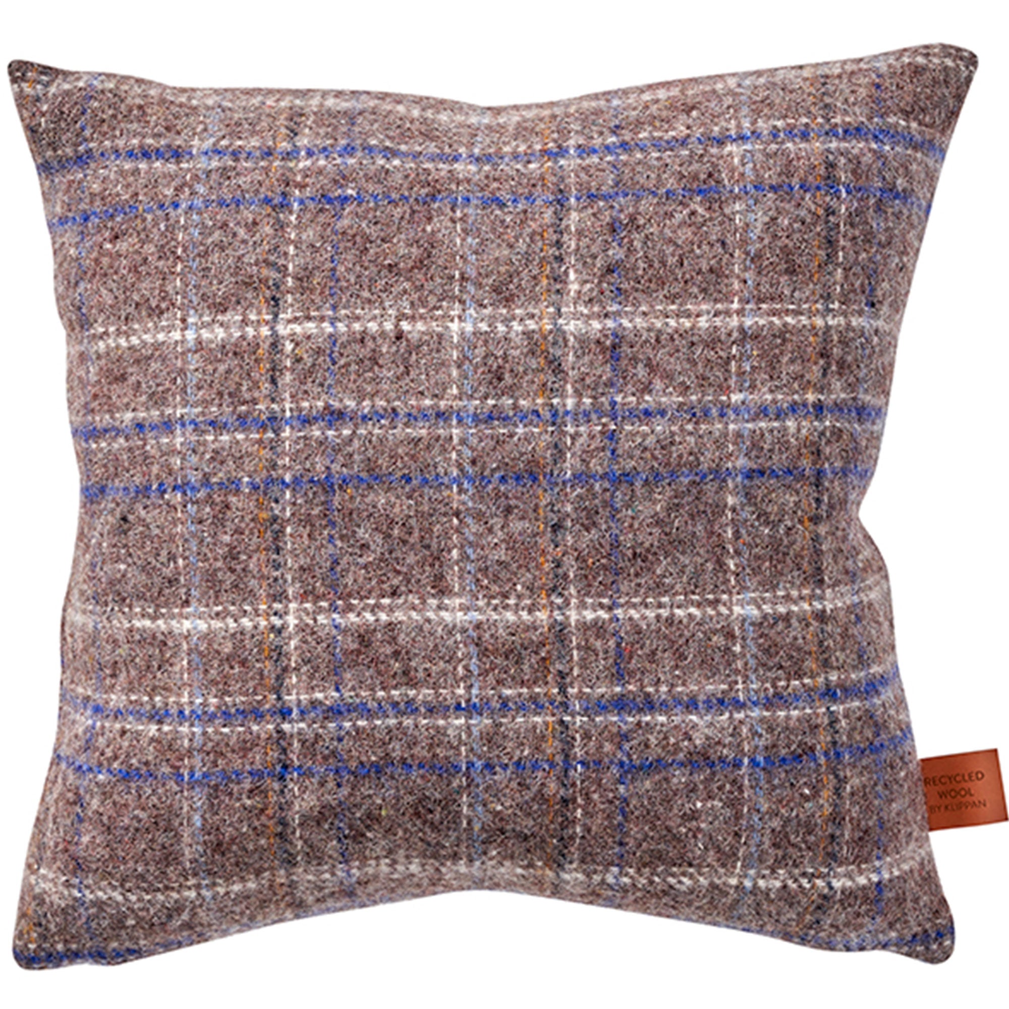Square Brown & Blue 45x45cm Recycled Lambswool Cushion Cover