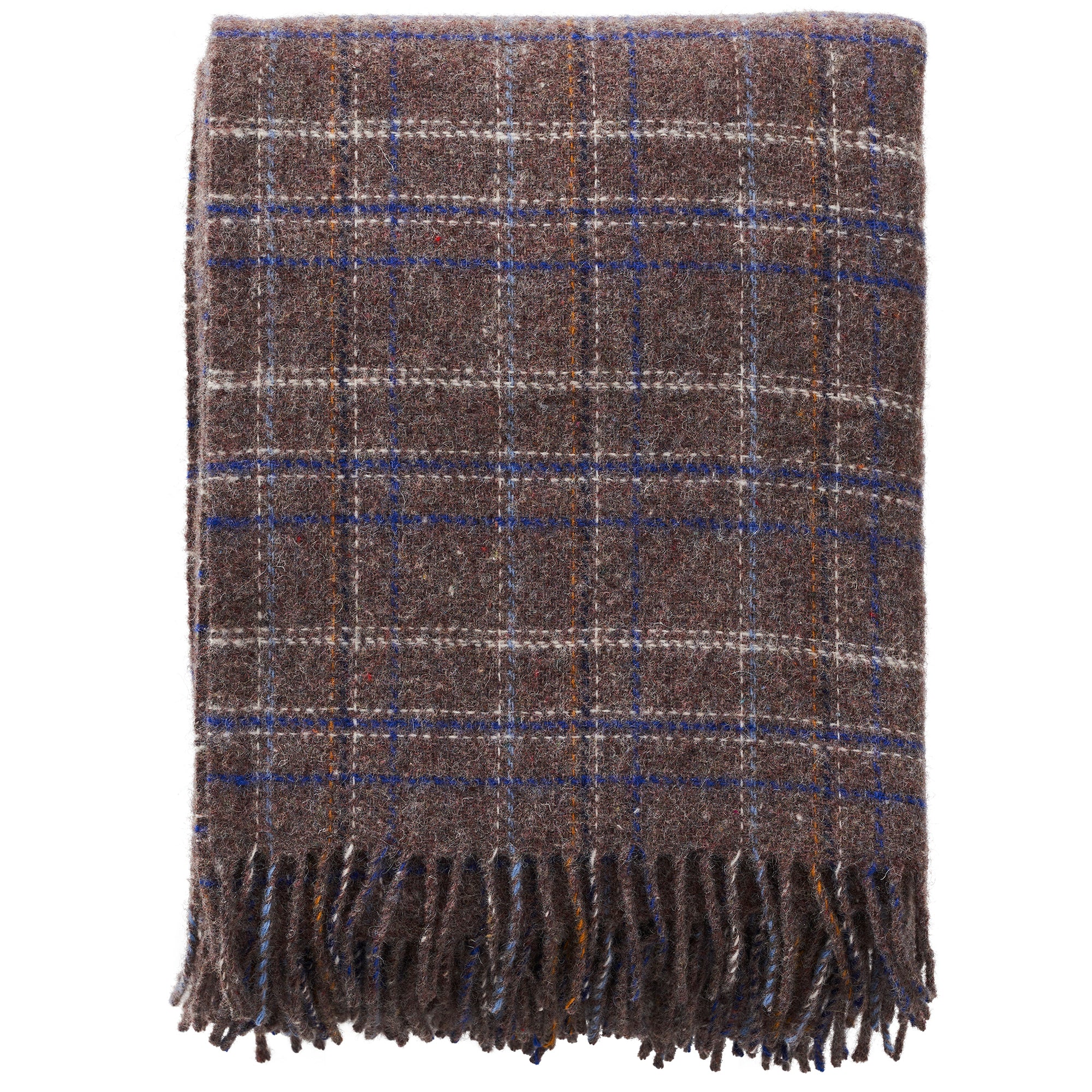 Square Brown/Blue 130x200cm Recycled Wool Throw
