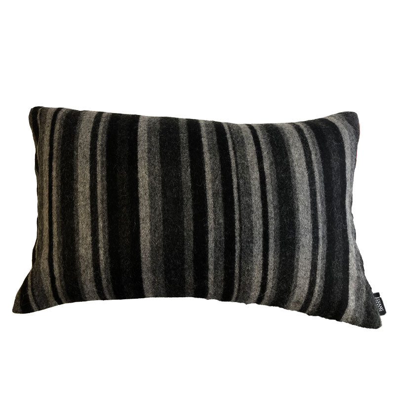 Stripe Black & Grey 40x60cm Alpaca & Lambs Wool Cushion Cover