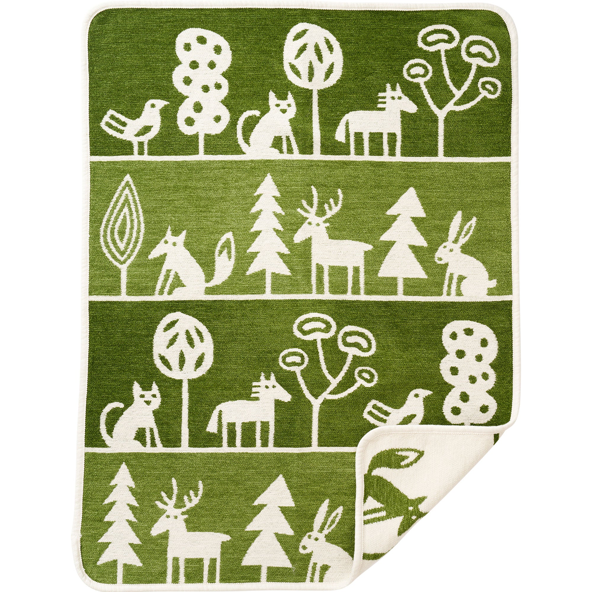 Wildlife Green 70x90cm Organic Cotton Chenille Blanket